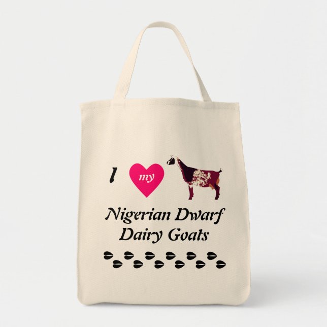 I Love My Nigerian Dwarf Dairy Goats Tote Bag (Front)