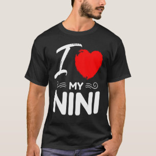 I Love My Nini Cute Mother Grandma Matching Family T-Shirt