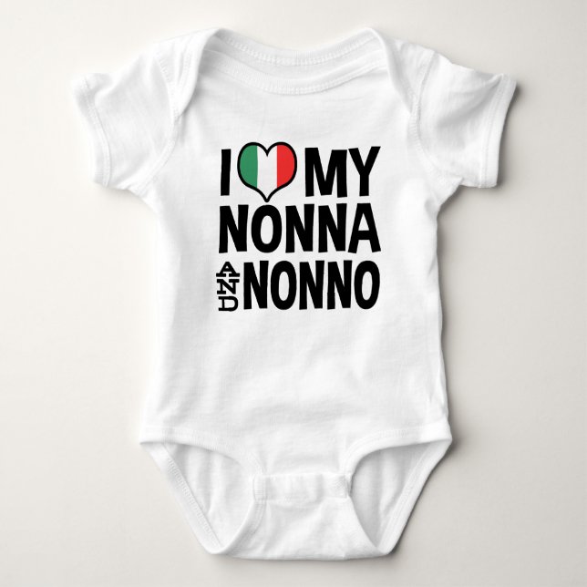 I Love My Nonna and Nonno Baby Bodysuit (Front)