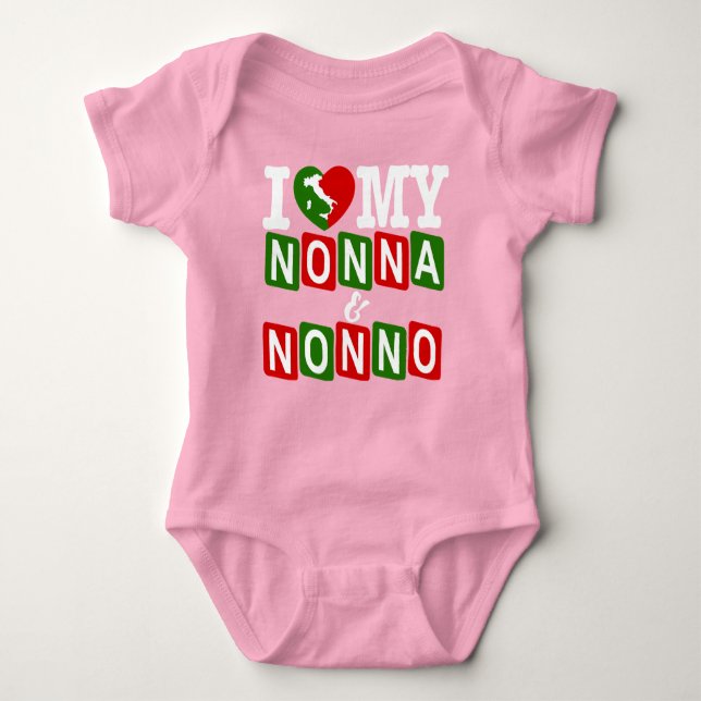 I Love My Nonna & Nonno Baby T-Shirt Baby Bodysuit (Front)