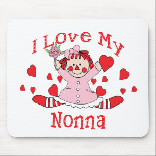 I love My Nonna Rag Doll & Hearts Mouse Pad