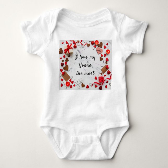 I love my Nonna the most one piece  bodysuite Baby Bodysuit (Front)