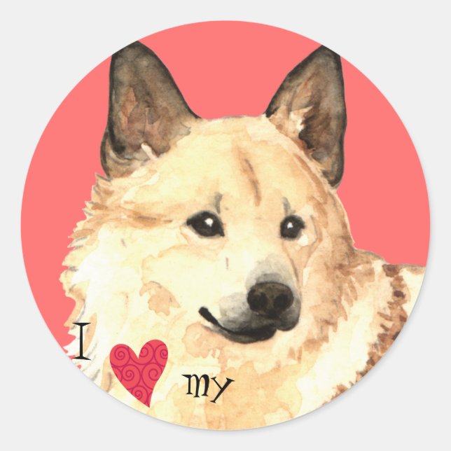 I Love my Norwegian Buhund Classic Round Sticker (Front)
