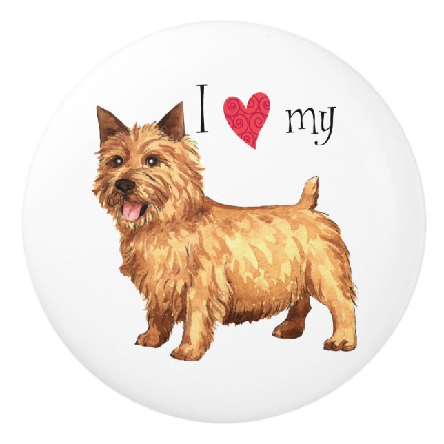 I Love my Norwich Terrier Ceramic Knob (Front)
