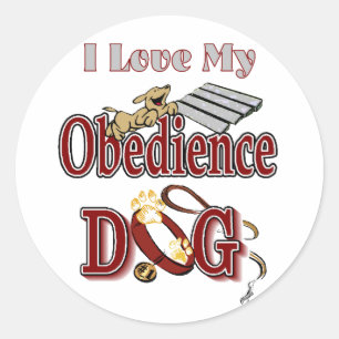 I love my obedience dog classic round sticker