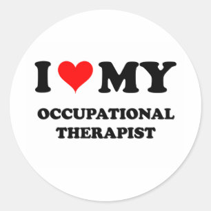 I Love My Occupational Therapist Classic Round Sticker