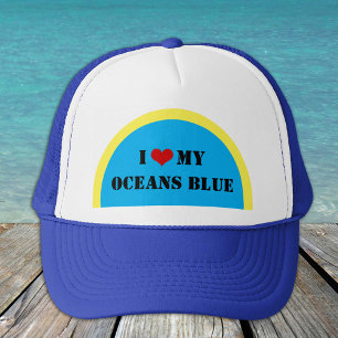I Love My Oceans Blue - Planet Trucker Hat