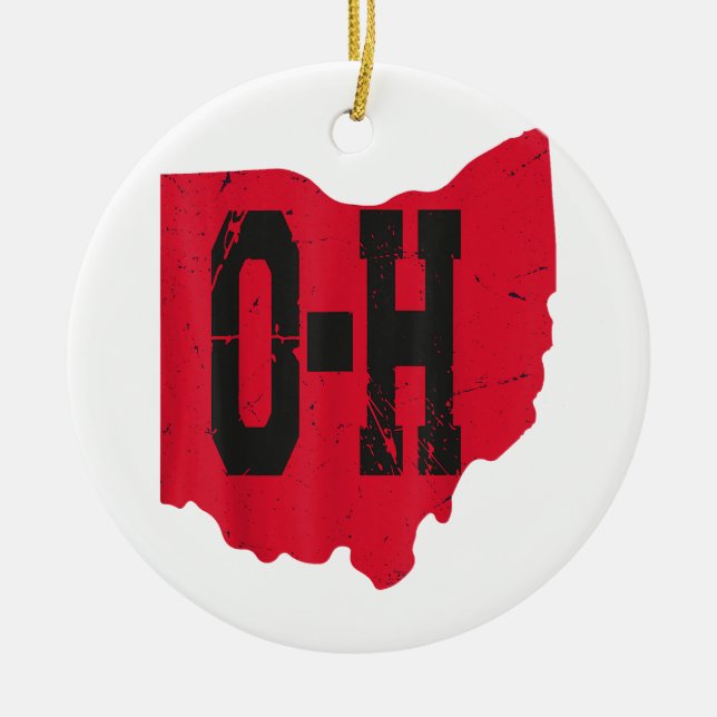 I Love My Ohio Home Script Ohio Buckeye State Ceramic Ornament (Front)