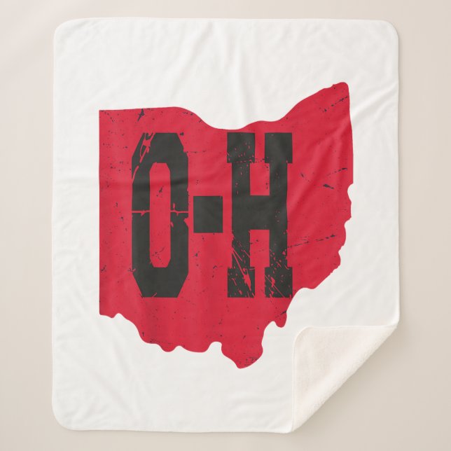 I Love My Ohio Home Script Ohio Buckeye State Sherpa Blanket (Front)