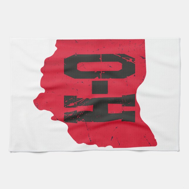I Love My Ohio Home Script Ohio Buckeye State Tea Towel (Horizontal)