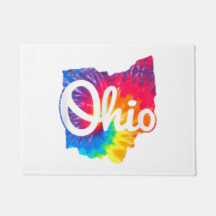 I Love My Ohio Home Script Tie Dye Ohio Doormat