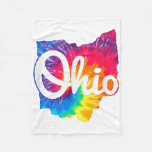 I Love My Ohio Home Script Tie Dye Ohio Fleece Blanket
