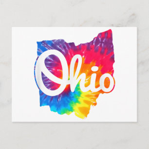 I Love My Ohio Home Script Tie Dye Ohio Holiday Postcard