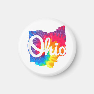 I Love My Ohio Home Script Tie Dye Ohio Magnet