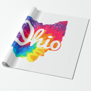I Love My Ohio Home Script Tie Dye Ohio Wrapping Paper