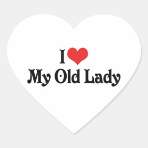 I Love My Old Lady Heart Sticker