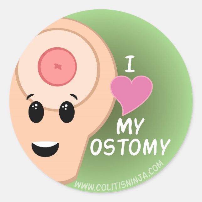 I Love My Ostomy Classic Round Sticker (Front)