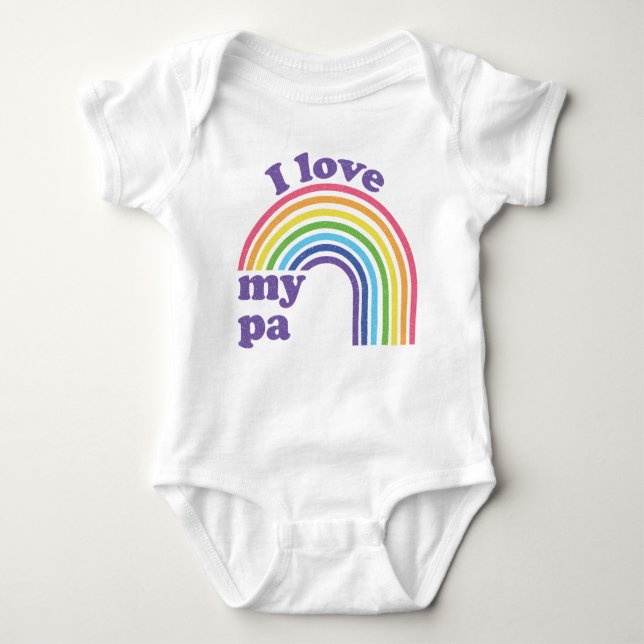 I Love My Pa - Cute Rainbow  Baby Bodysuit (Front)