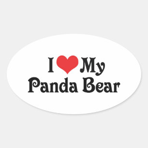 I Love My Panda Bear Oval Sticker