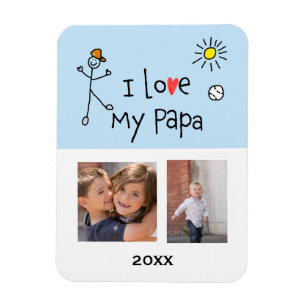 I Love My Papa 2 Photo Custom Magnet