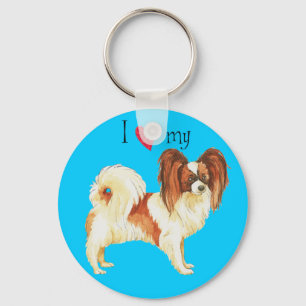 I Love my Papillon Key Ring