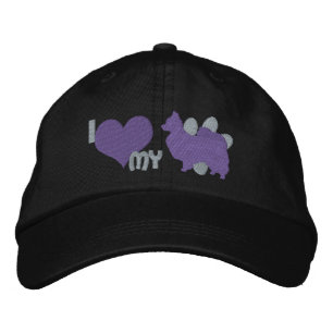 I Love my Papillon Purple Embroidered Hat