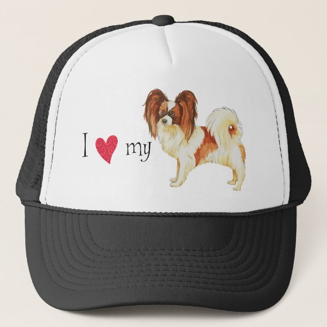 I Love my Papillon Trucker Hat (Front)