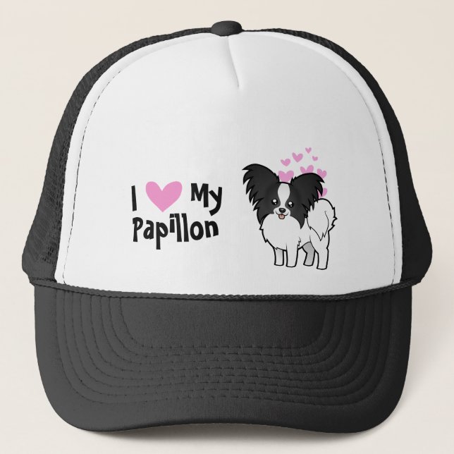 I Love My Papillon Trucker Hat (Front)