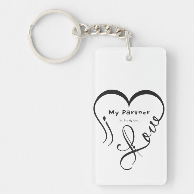 I Love My Partner - You Are My Home Throw Pillow Key Ring (Front)