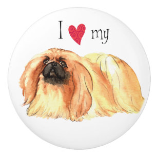 I Love my Pekingese Ceramic Knob