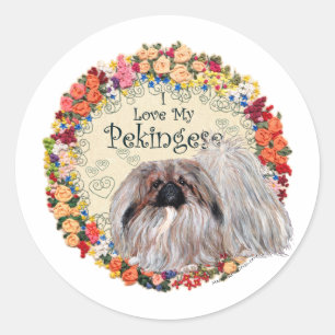 I Love My Pekingese Classic Round Sticker