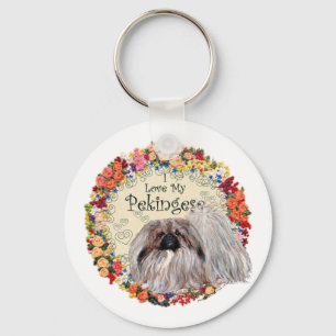 I Love My Pekingese Key Ring