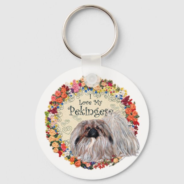 I Love My Pekingese Key Ring (Front)