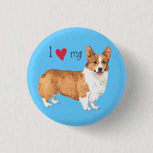I Love my Pembroke Welsh Corgi 3 Cm Round Badge