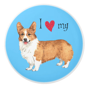 I Love my Pembroke Welsh Corgi Ceramic Knob