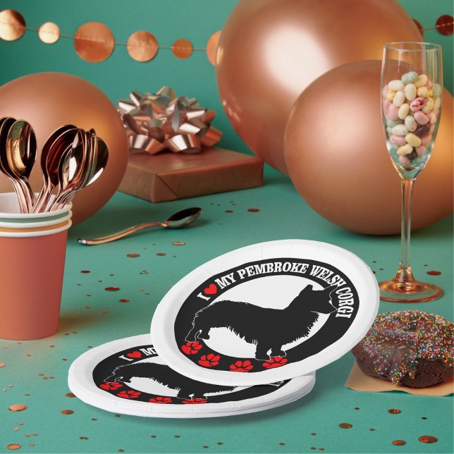 I Love My Pembroke Welsh Corgi Paper Plates (Creator Uploaded)