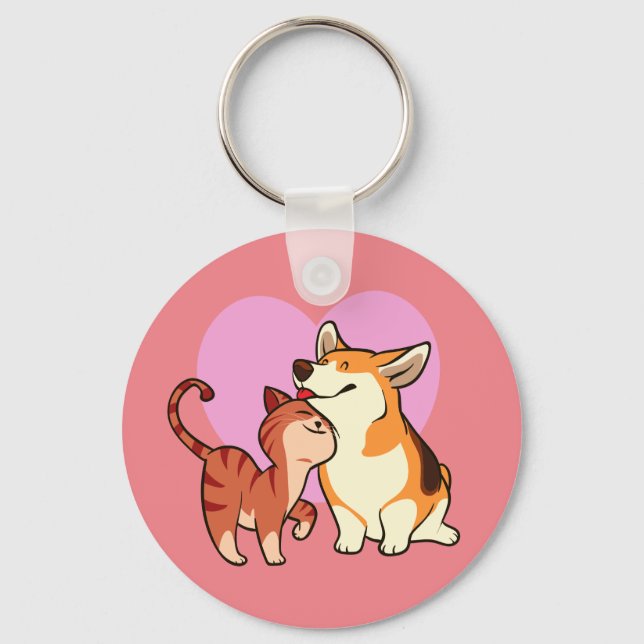 I Love My Pet | Cat and Dog Lover Key Ring (Front)