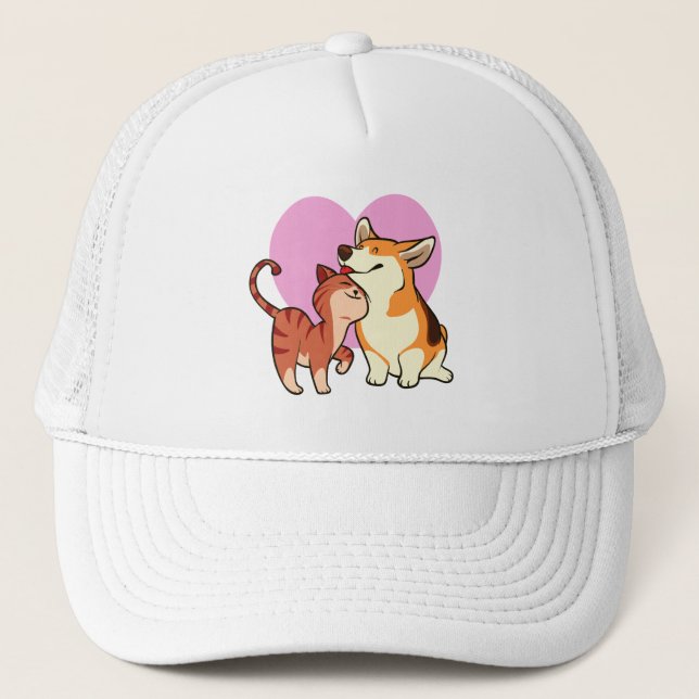 I Love My Pet | Cat and Dog Lover Trucker Hat (Front)