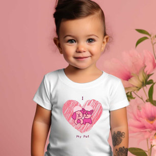 I Love My Pet Print Modern White Baby kids T-shirt