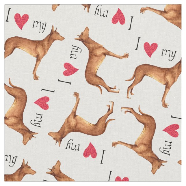 I Love my Pharaoh Hound Fabric (Close Up)