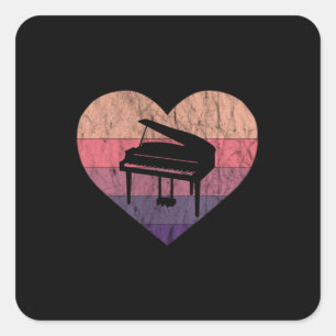I Love My Piano Grand Piano Square Sticker