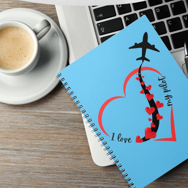 I love My Pilot, Heart, Aviation,Aircraft,Aeroplan Notebook (Creator Uploaded)