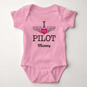 I Love My Pilot Mummy with wings graphic Baby Bodysuit