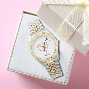 I love My Pilot Typography, Aviation, Personalised Watch