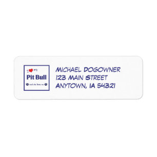 I Love My Pit Bull (Female Dog) Return Address Label