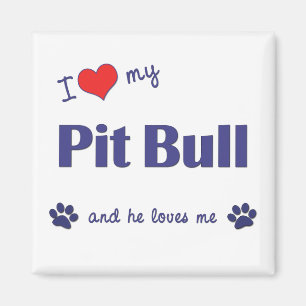 I Love My Pit Bull (Male Dog) Magnet