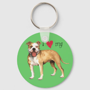 I Love my Pit Bull Terrier Key Ring