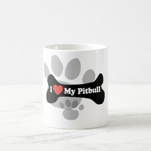 I Love My Pitbull - Dog Bone Coffee Mug