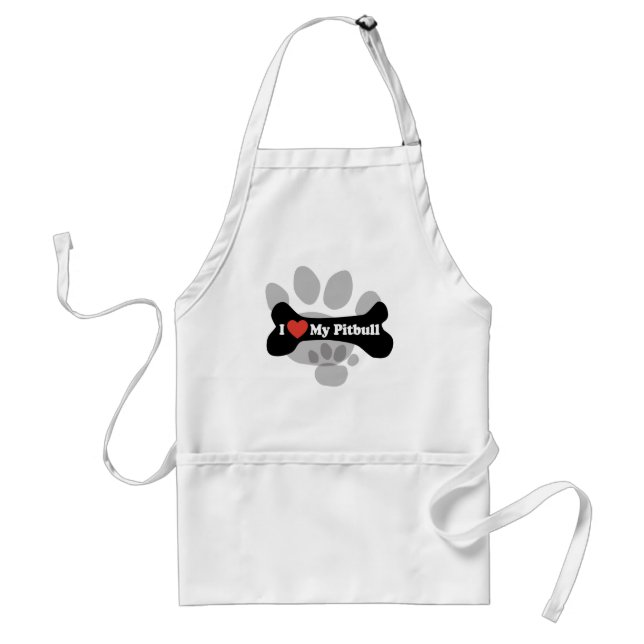 I Love My Pitbull - Dog Bone Standard Apron (Front)