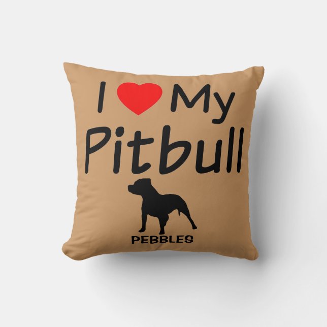 I Love My Pitbull Dog Cushion (Front)